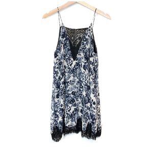 ASTR The Label Navy & White Floral Mini Slip Dress Women's Size XS
